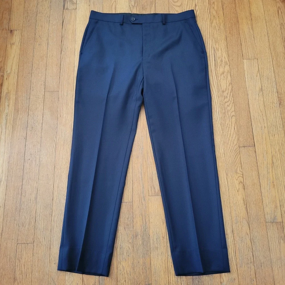 2 Pc Ralph‎ Lauren 42L 34R Suit Navy Blue Wool Classic Dapper Preppy Business